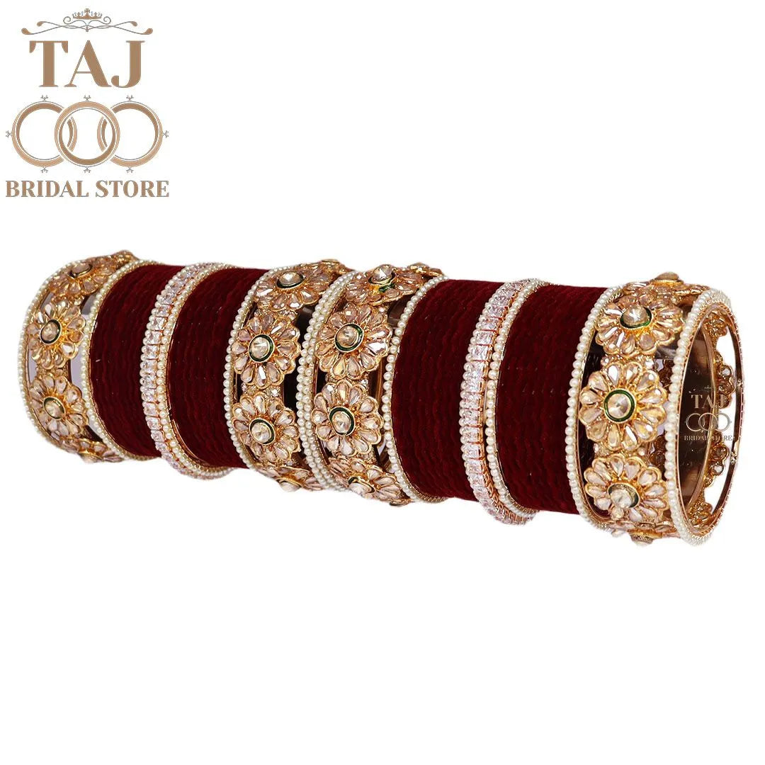 Designer Bridal Bangles Set With Beautiful Latest Flower Design Kada