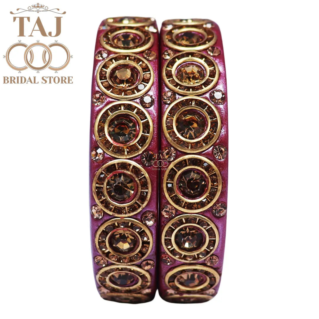 Elegant Lac Kada Bangles with Stunning Stones (Set of 2)