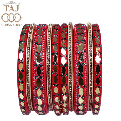 Rajasthani Lakh Short Chura Set With Beautiful Mirror Design (Pack of 10)