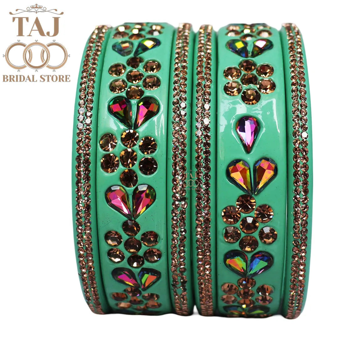 Rajasthani Short Lac Bangles Set in Latest Kundan & Rhinestons Design