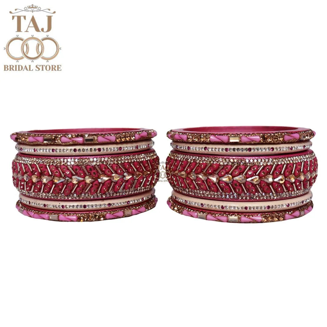 Women Lac Short Bangles Set With Latest Kundan Rhinestones Design