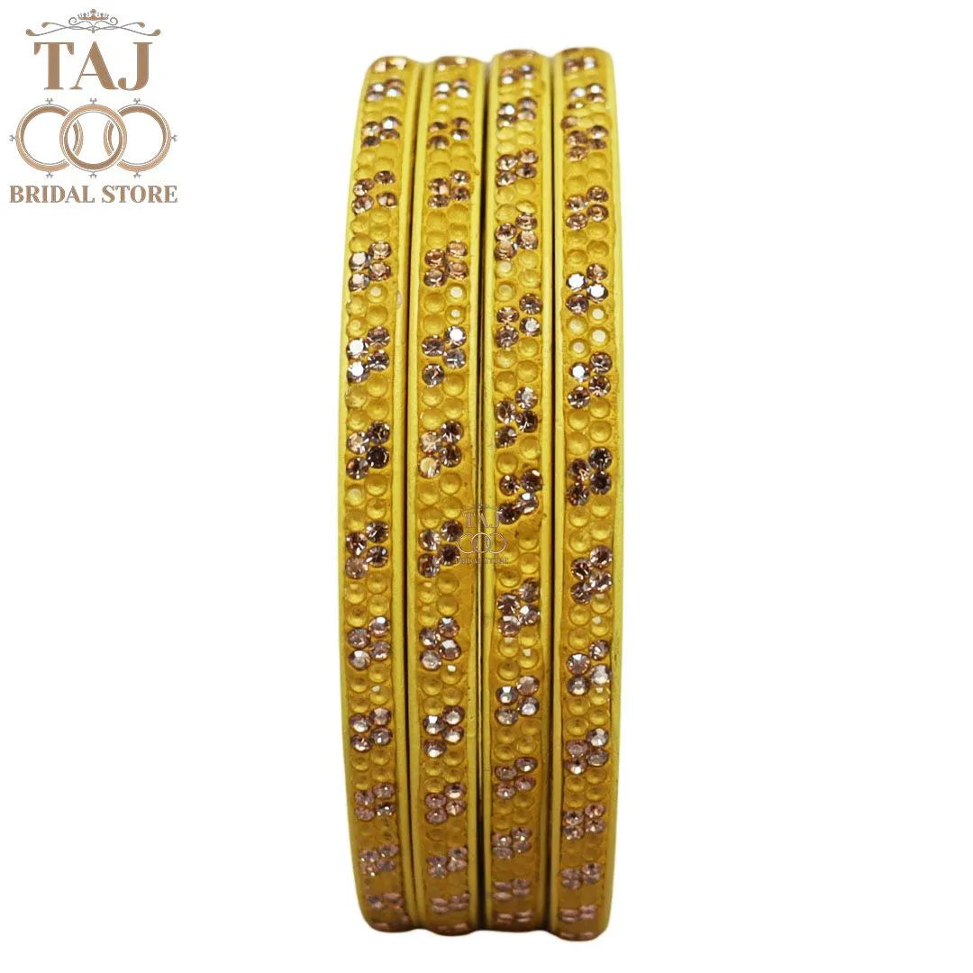 Designer Lac Bangles Set in Latest Traditional Rhinestones Design