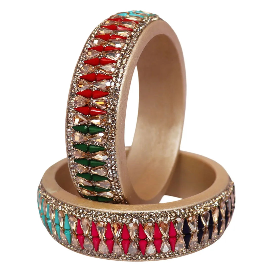 Jaipuri Stylish Lac Kada Pair With New Kundan Design