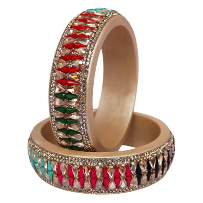 Jaipuri Stylish Lac Kada Pair With New Kundan Design