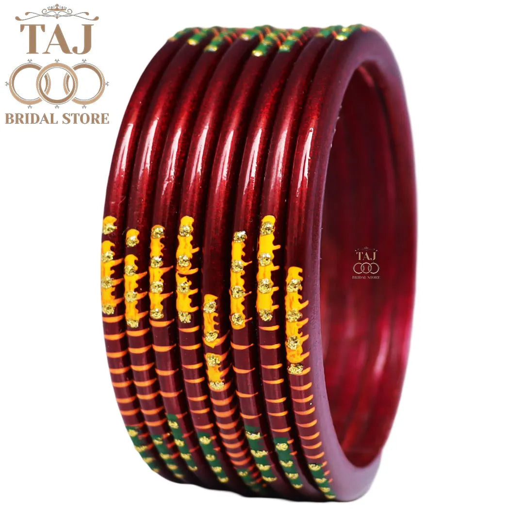 Rajasthani Plain Lac Bangles with Beautiful Handpaint Design