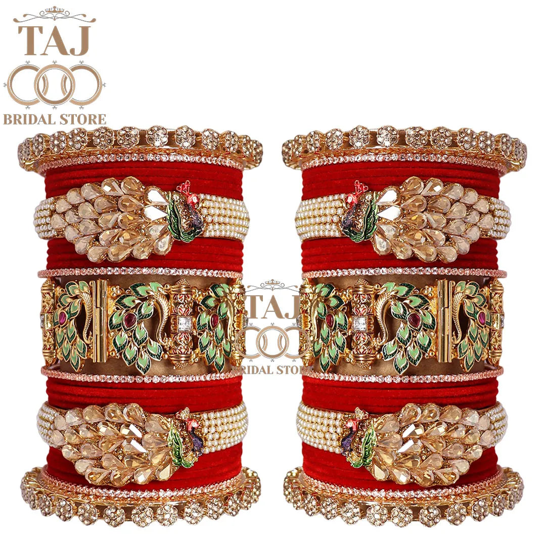 Indian Wedding Bangles Set With Beautiful Peacock Design Kada