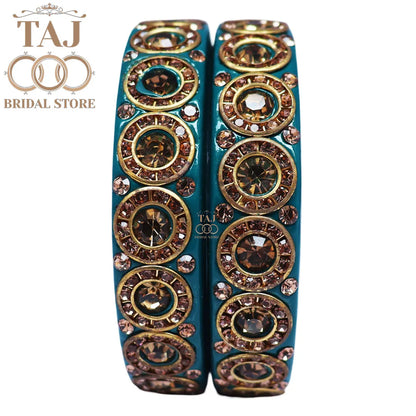 Elegant Lac Kada Bangles with Stunning Stones (Set of 2)