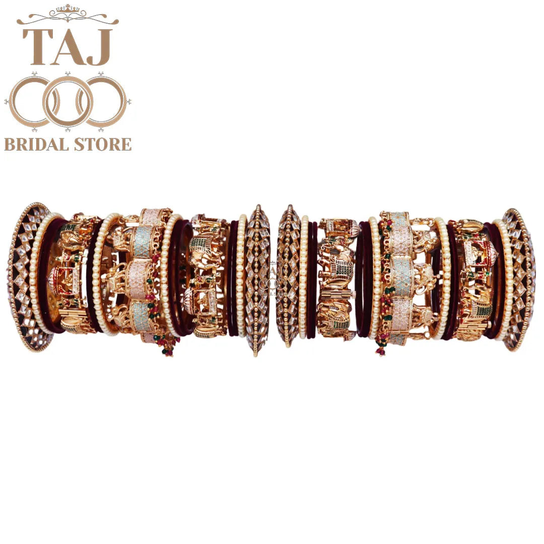 Exquisite Bridal Bangle Set with Meenakari Work