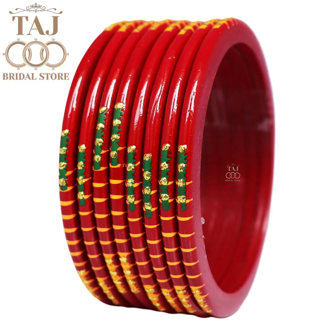 Rajasthani Plain Lac Bangles with Beautiful Handpaint Design