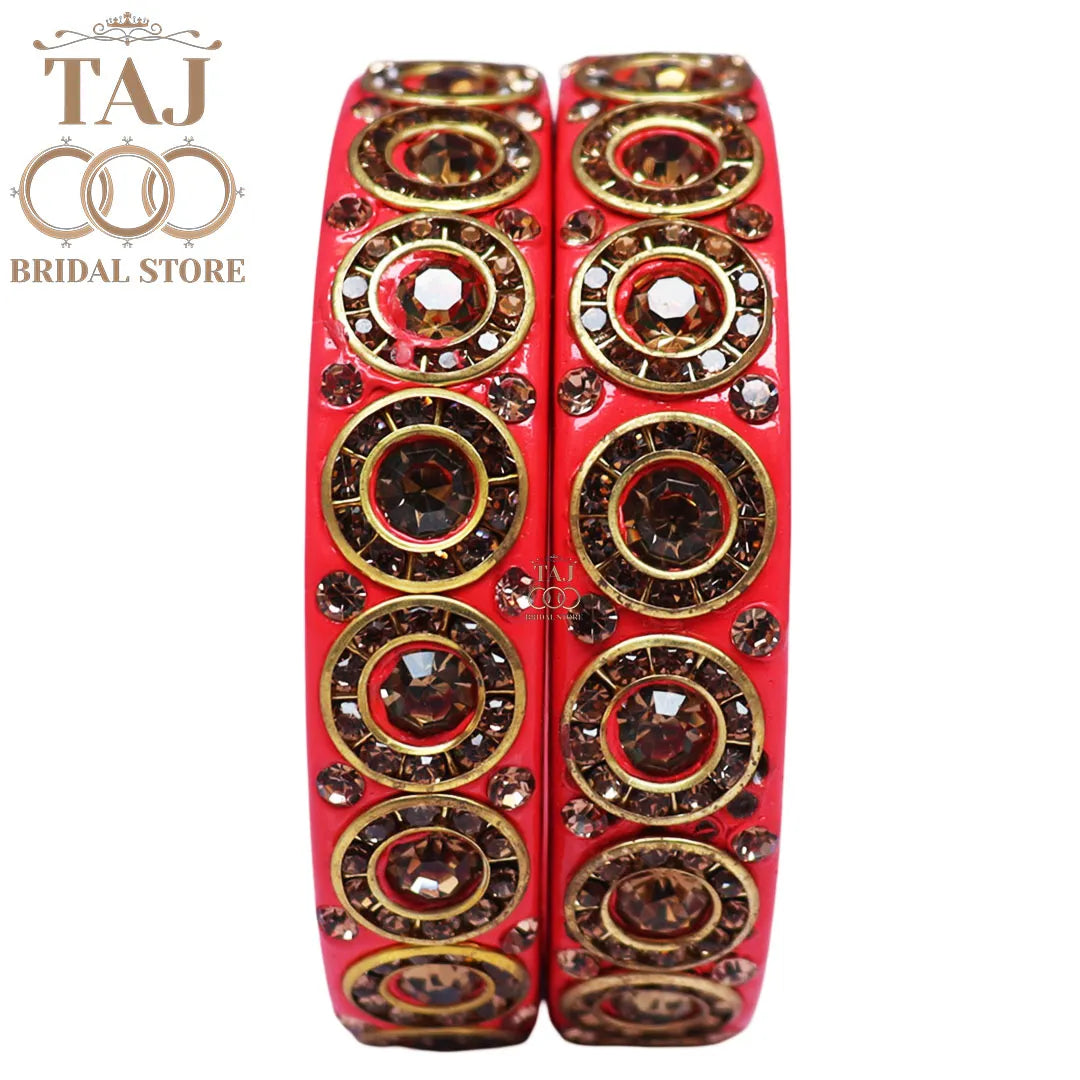 Elegant Lac Kada Bangles with Stunning Stones (Set of 2)