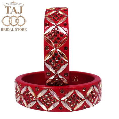 Traditional Rajasthani Lac Kada Bangles with Kundan and Rhinestones