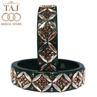 Traditional Rajasthani Lac Kada Bangles with Kundan and Rhinestones