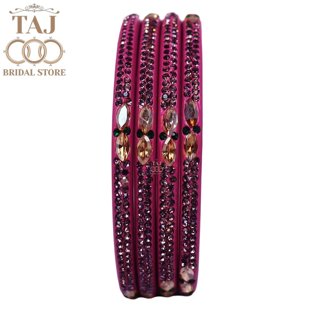 Kundan Lac Bangles with Beautiful Kundan and Rhinestones Design