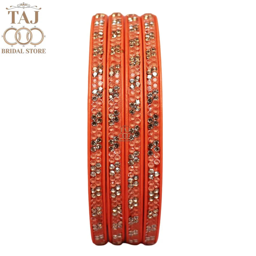 Designer Lac Bangles Set in Latest Traditional Rhinestones Design