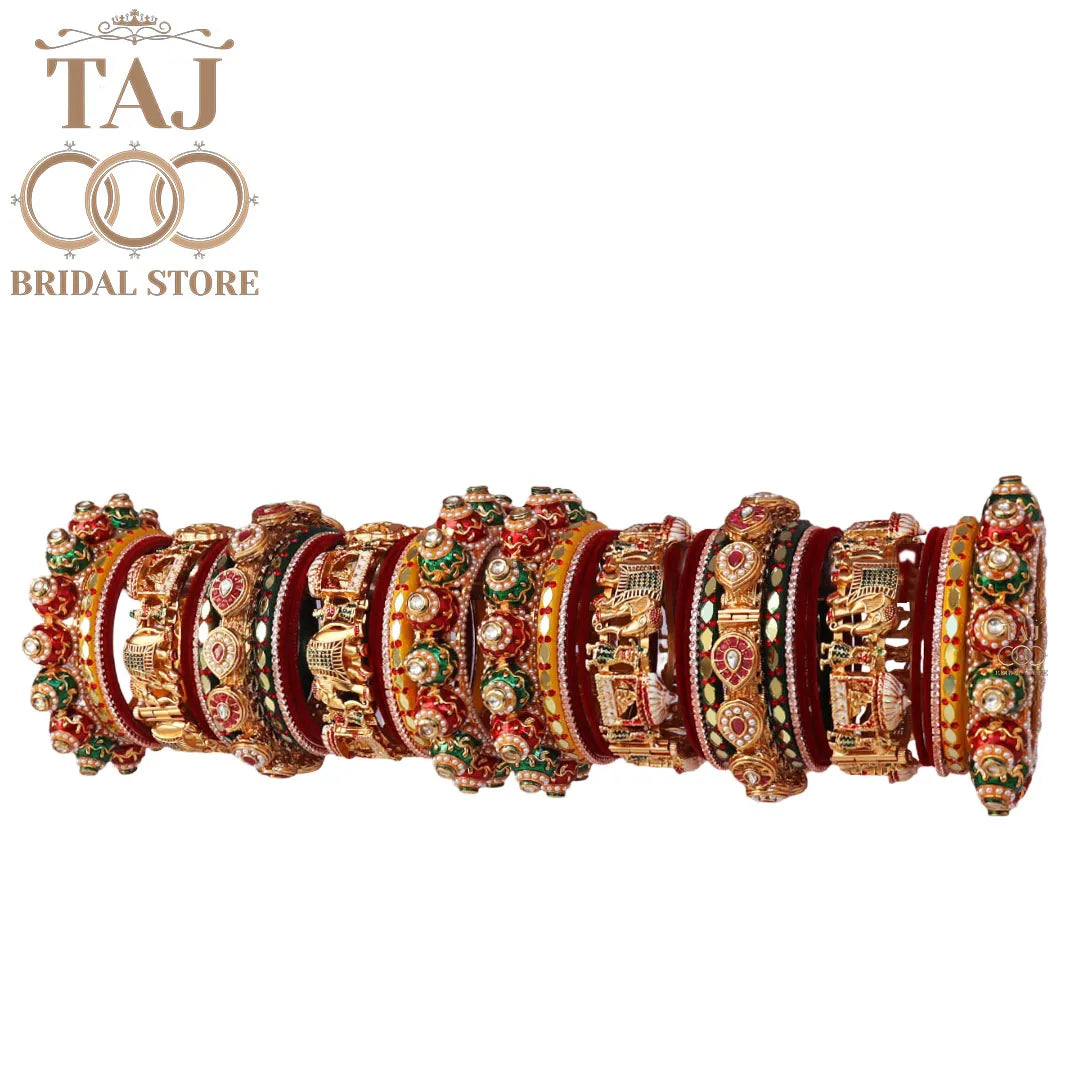 Traditional Wedding Chura Set With New Doli and Elephant Design Kada