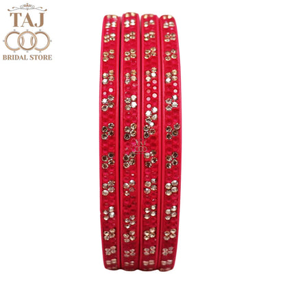 Designer Lac Bangles Set in Latest Traditional Rhinestones Design