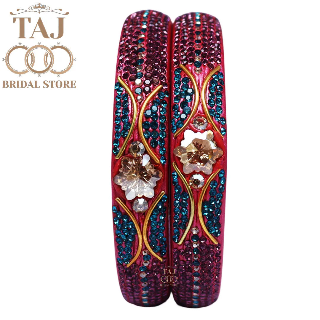 Handmade Rajasthani Kada Featuring Dazzling Rhinestones (Set of 2)