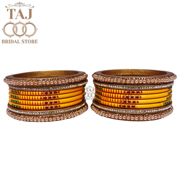 Diwali Special Short Lac Bangle Set with Beautiful Handpaint Design