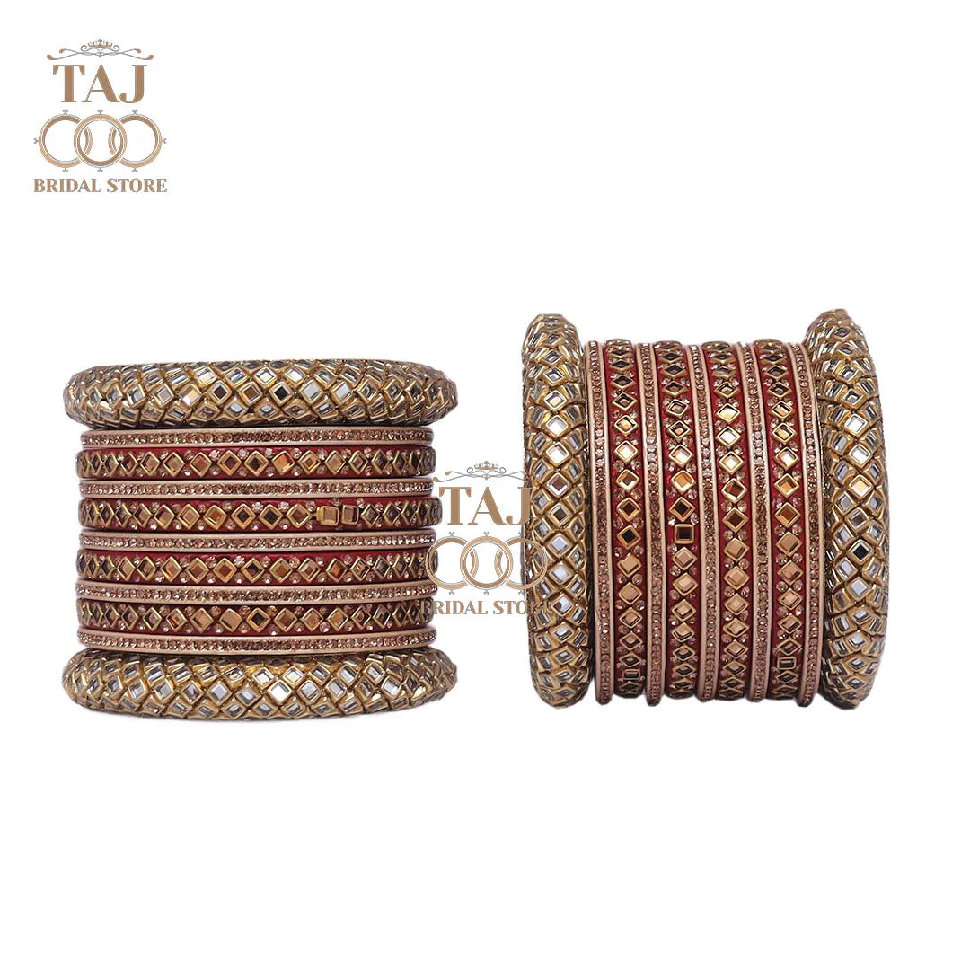 Lac Bangles for Bride with Beautiful Kundan Design Taj Bridal Store