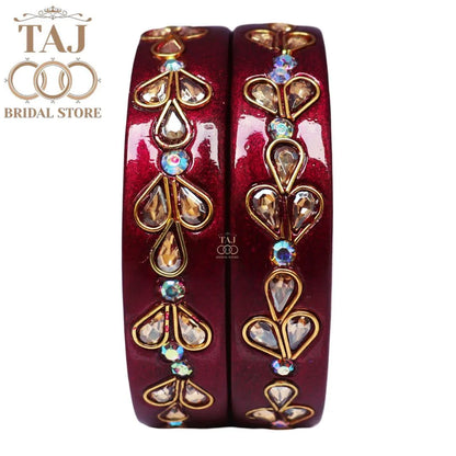 Designer Lac Kada Bangles with Exquisite Kundan Work (Set of 2)