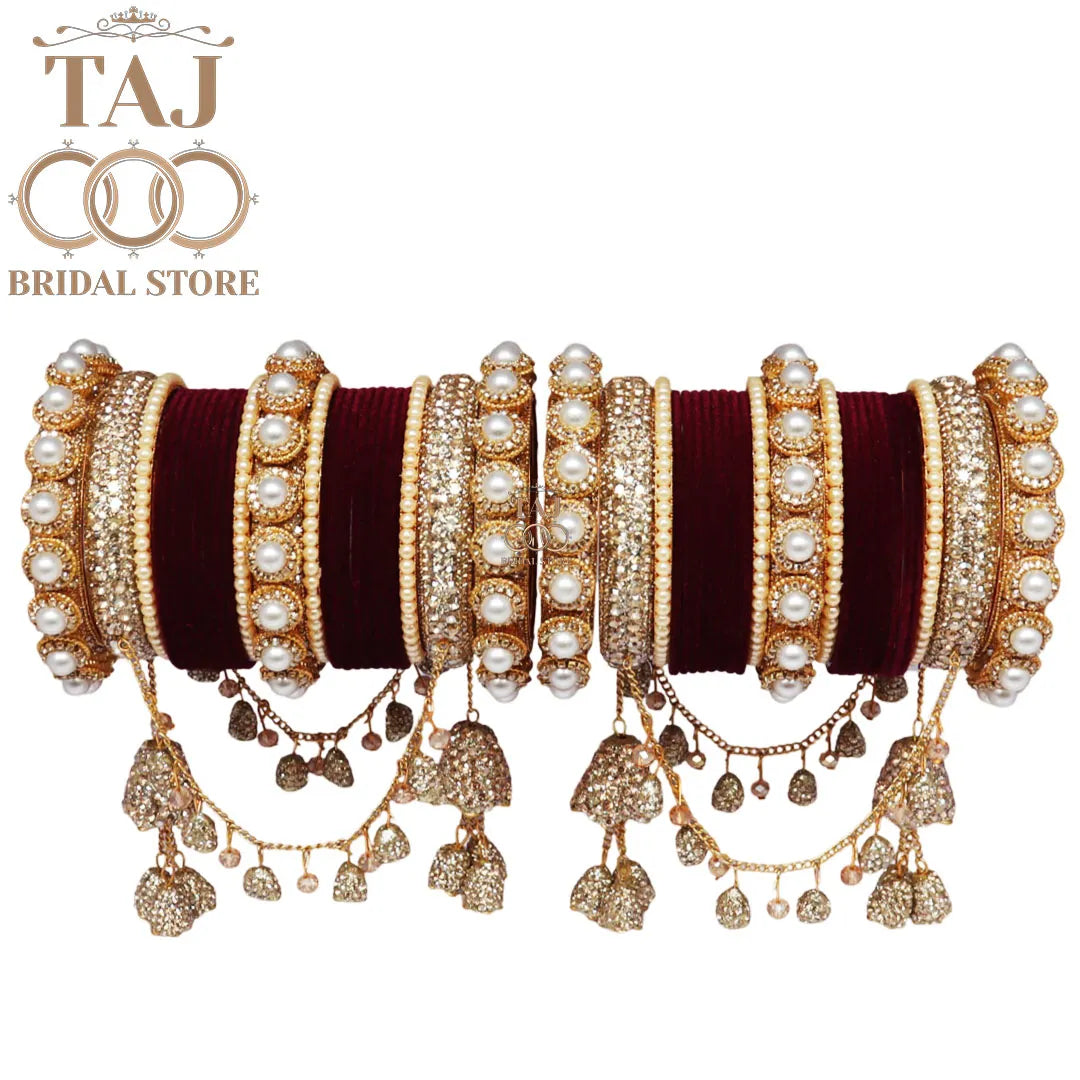 Rajwadi Style Bridal Bangles Set With Latest Jhoola Latkan Design