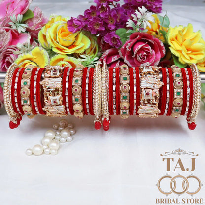 Wedding Bangles Set With Beautiful Radha Krishna Design Kada