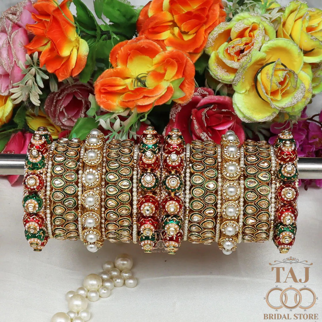 Heavy Rajwadi Bangles Set with Beautiful Traditional Bangadi