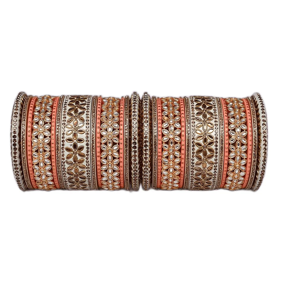 Lac Bangles with Beautiful Kundan Flower Design Taj Bridal Store