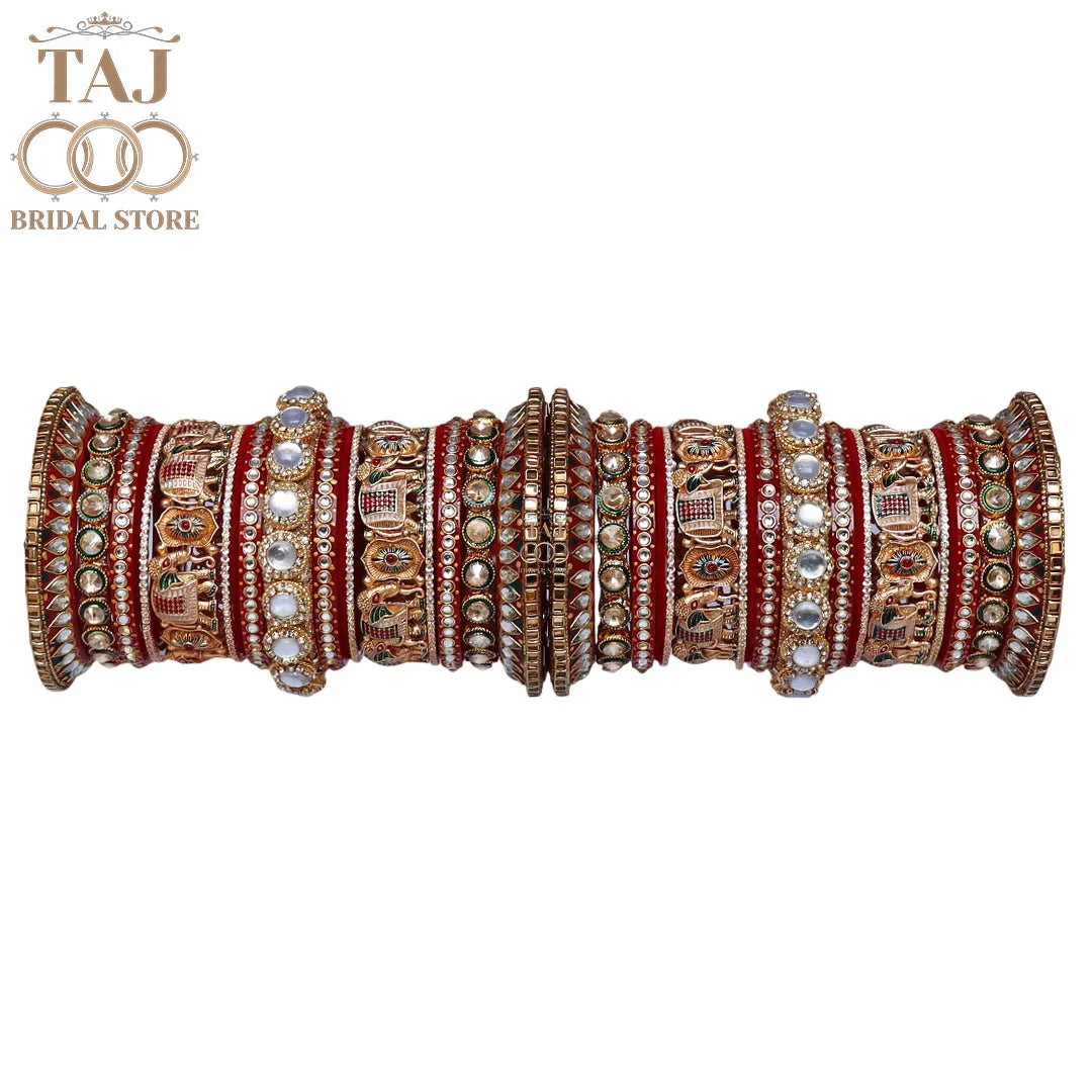 Premium Rajasthani Wedding Bangles Set with Latest Elephant Motifs