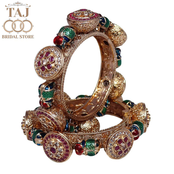 Luxurious Rajwadi Style Metal Bracelet in Traditional Elephant Motifs