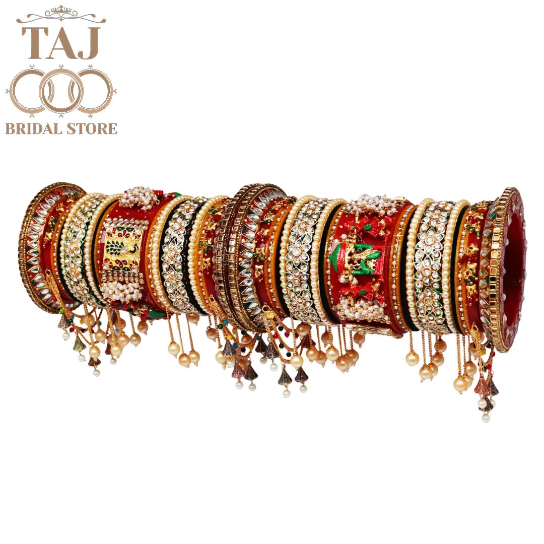 Royal Rajwadi Wedding Bangle Set with Beautiful Peacock & Doli Motifs