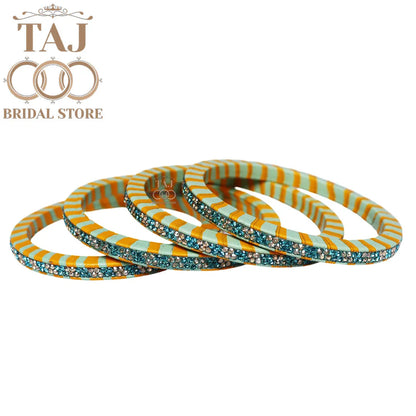 Rajasthani Lac Lehriya Kada Bangles (Set of 4)