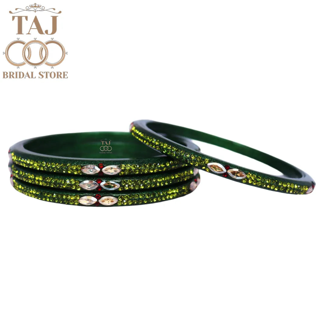 Kundan Lac Bangles with Beautiful Kundan and Rhinestones Design