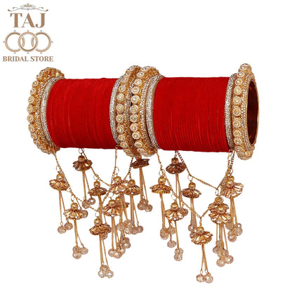 Premium Rajwadi Bridal Bangles Set with Beautiful Jhula Latkan