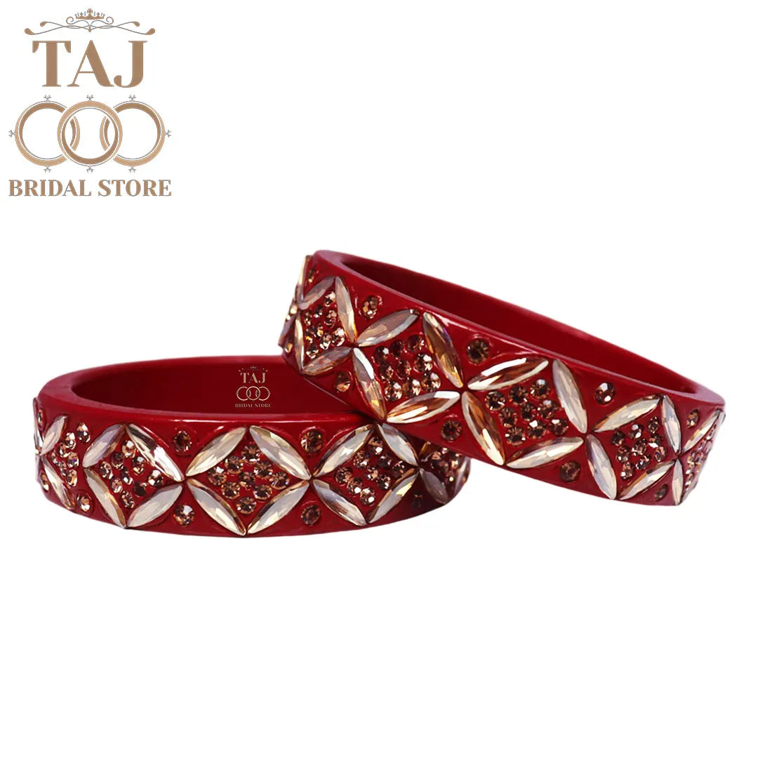 Traditional Rajasthani Lac Kada Bangles with Kundan and Rhinestones