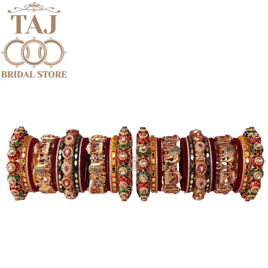 Traditional Wedding Chura Set With New Doli and Elephant Design Kada