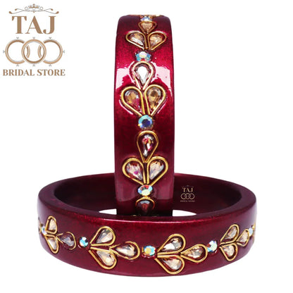 Designer Lac Kada Bangles with Exquisite Kundan Work (Set of 2)