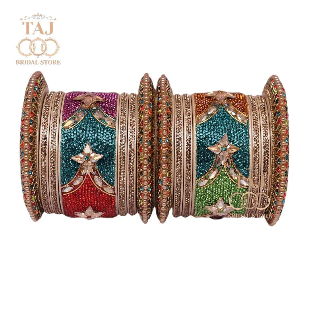 Lac Bangles for Bride with Best Kundan Work (Pack of 14) Taj Bridal Store