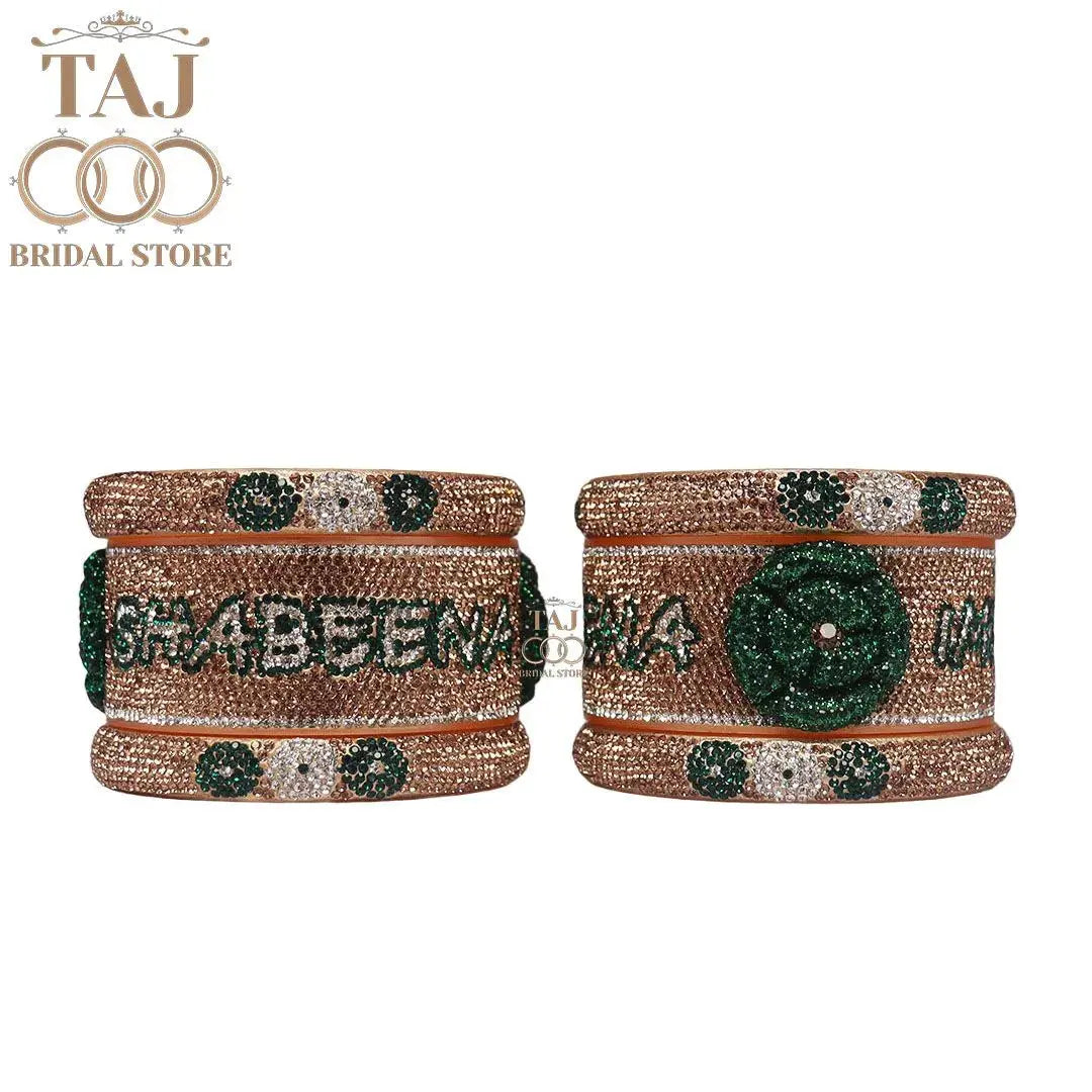 Couple Name Kada with Beautiful Flower Design (Pack of 2)