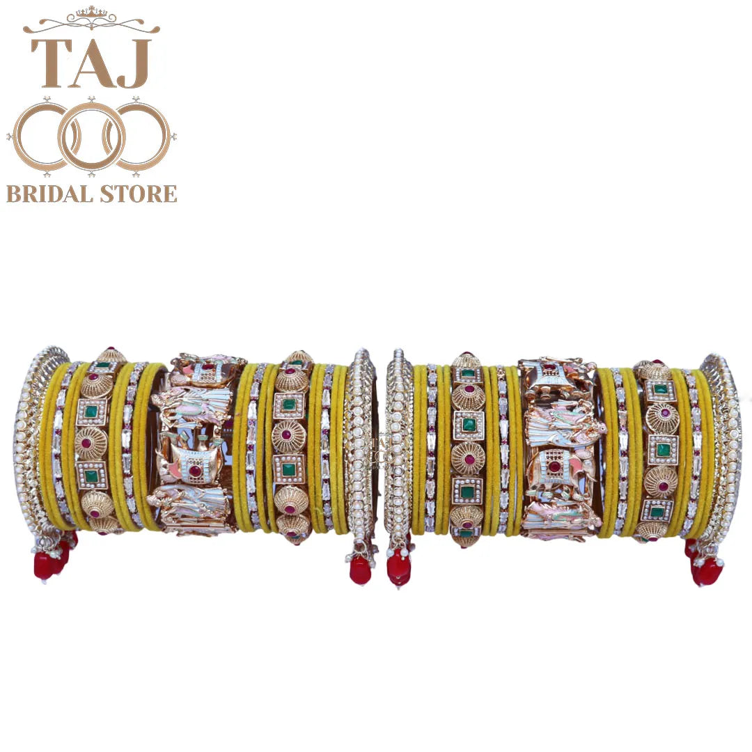 Wedding Bangles Set With Beautiful Radha Krishna Design Kada