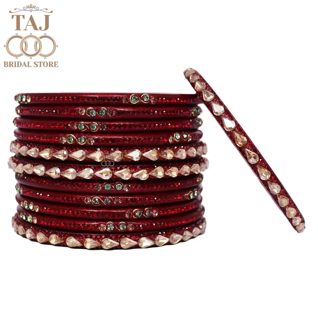 Rajasthani Short Lac Bangles Set With New Kundan Design