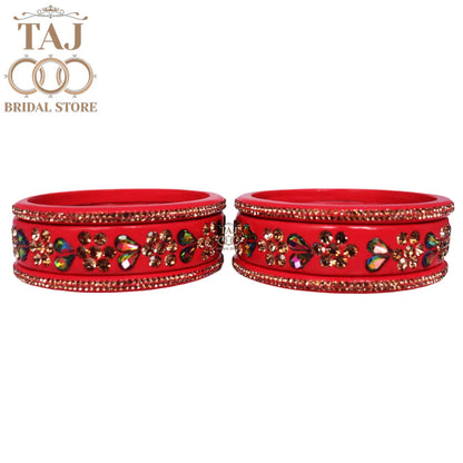 Rajasthani Short Lac Bangles Set in Latest Kundan & Rhinestons Design