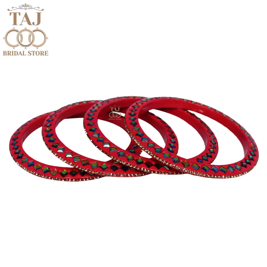 Rajasthani Fancy Lac Kada Bangles in Latest Kundan Rhinestones Design