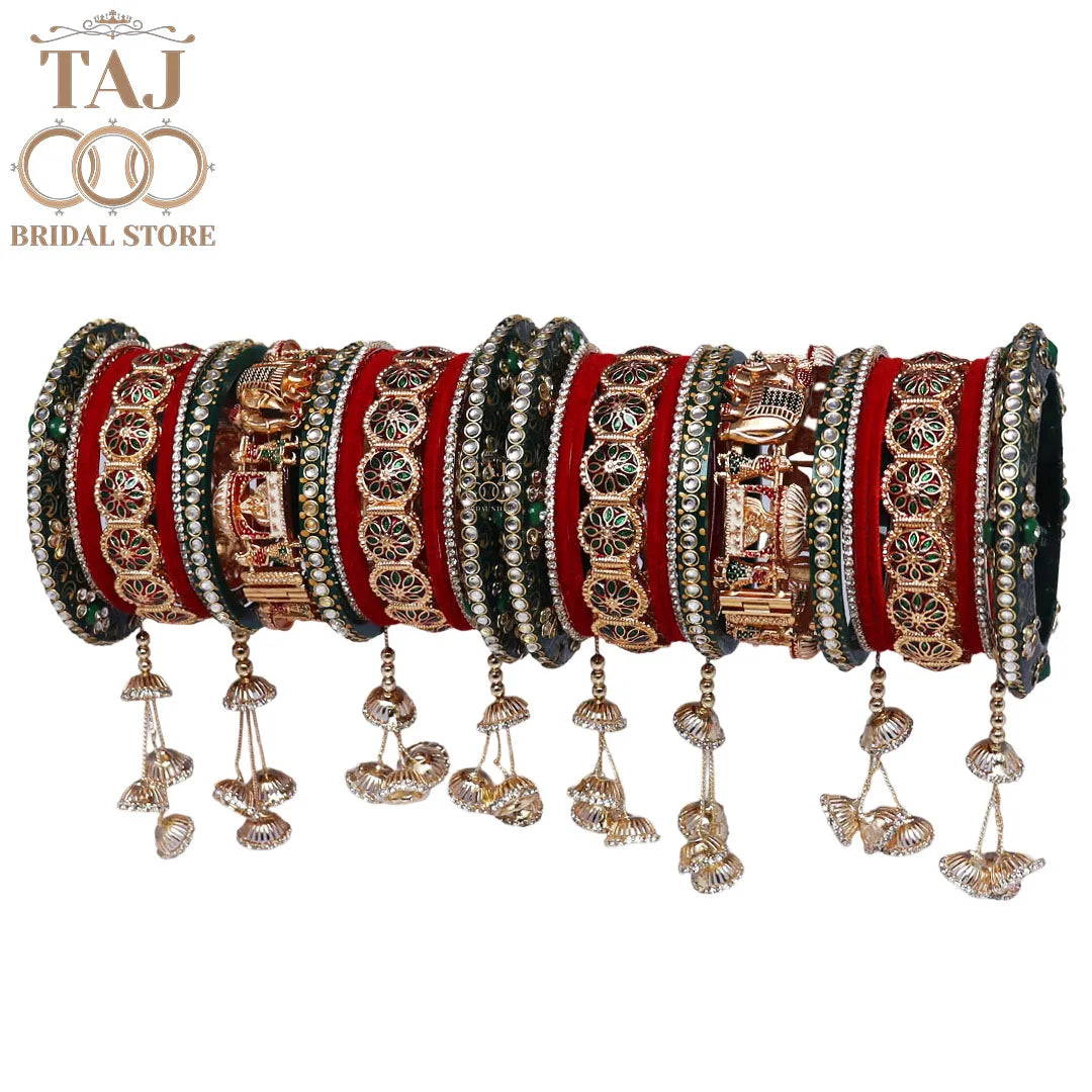 Premium Indian Bridal Bangle Set with Beautiful Doli-Elephant Motifs