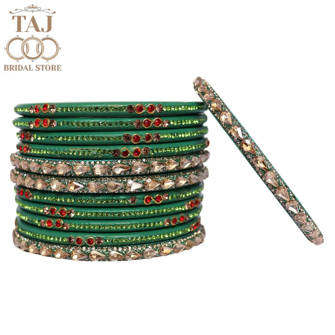 Rajasthani Short Lac Bangles Set With New Kundan Design