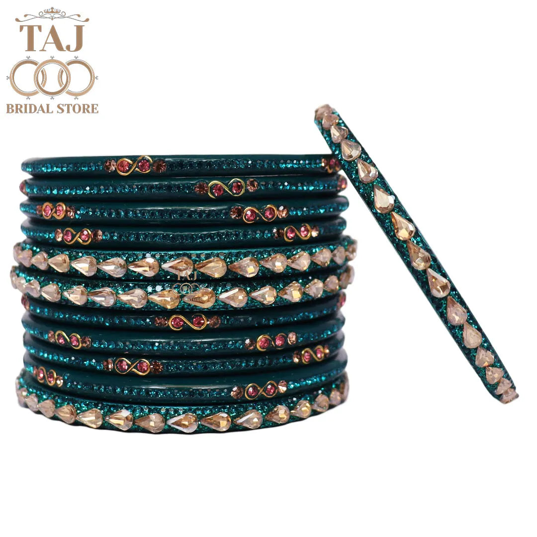 Rajasthani Short Lac Bangles Set With New Kundan Design