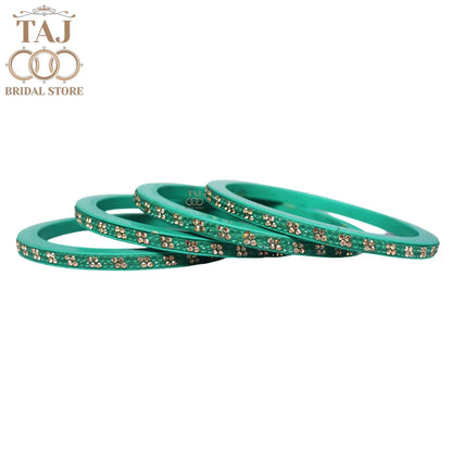 Designer Lac Bangles Set in Latest Traditional Rhinestones Design