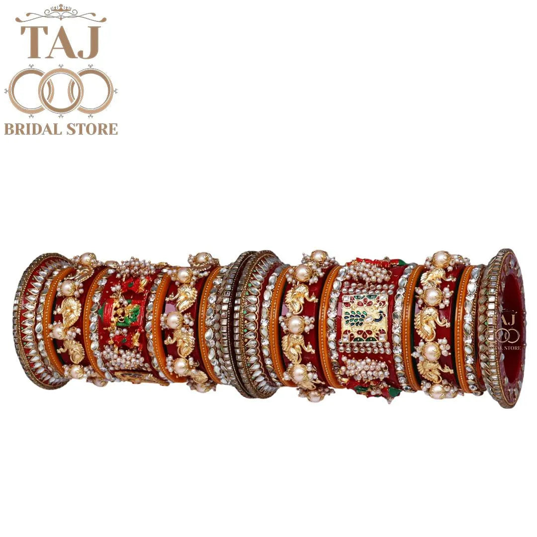 Rajwadi Wedding Chura Set With Beautiful Doli and Peacock Design Kada