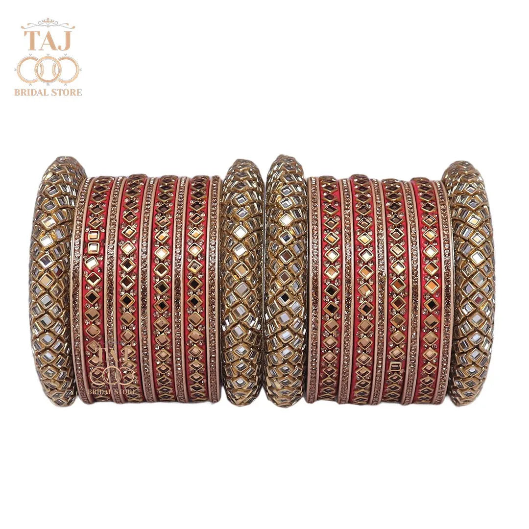 Lac Bangles for Bride with Beautiful Kundan Design Taj Bridal Store