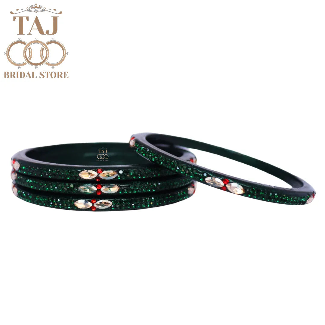 Kundan Lac Bangles with Beautiful Kundan and Rhinestones Design